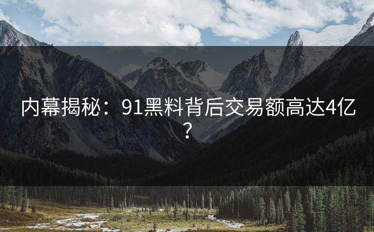 内幕揭秘：91黑料背后交易额高达4亿？