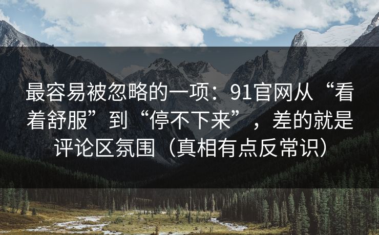 最容易被忽略的一项:91官网从“看着舒服”到“停不下来”,差的就是评论区氛围(真相有点反常识)
