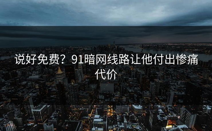 说好免费？91暗网线路让他付出惨痛代价