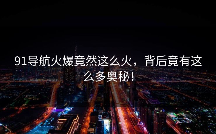 91导航火爆竟然这么火，背后竟有这么多奥秘！