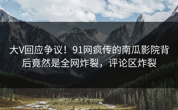 大V回应争议！91网疯传的南瓜影院背后竟然是全网炸裂，评论区炸裂