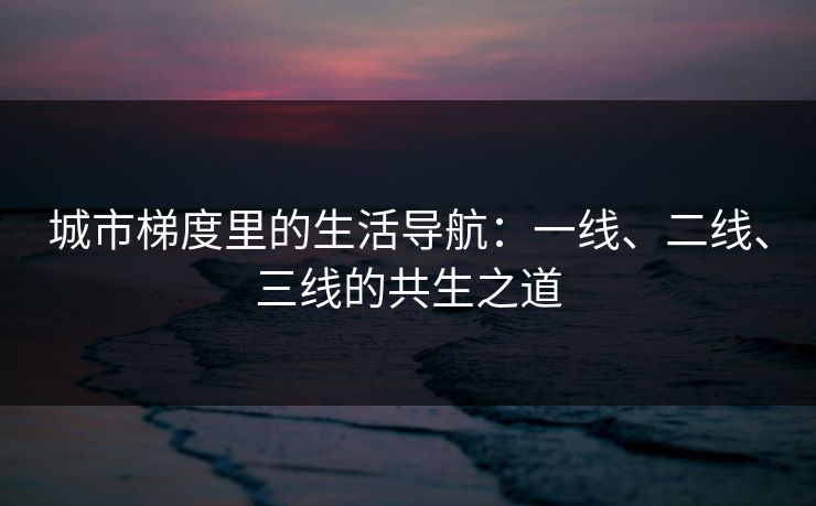 城市梯度里的生活导航：一线、二线、三线的共生之道