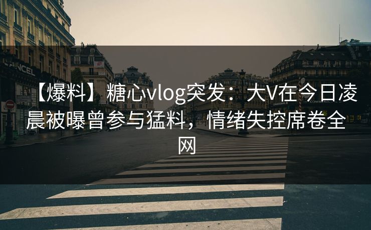 【爆料】糖心vlog突发：大V在今日凌晨被曝曾参与猛料，情绪失控席卷全网