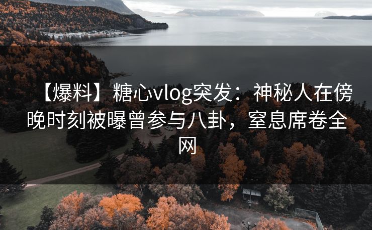 【爆料】糖心vlog突发：神秘人在傍晚时刻被曝曾参与八卦，窒息席卷全网