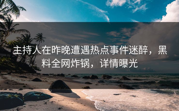 主持人在昨晚遭遇热点事件迷醉，黑料全网炸锅，详情曝光